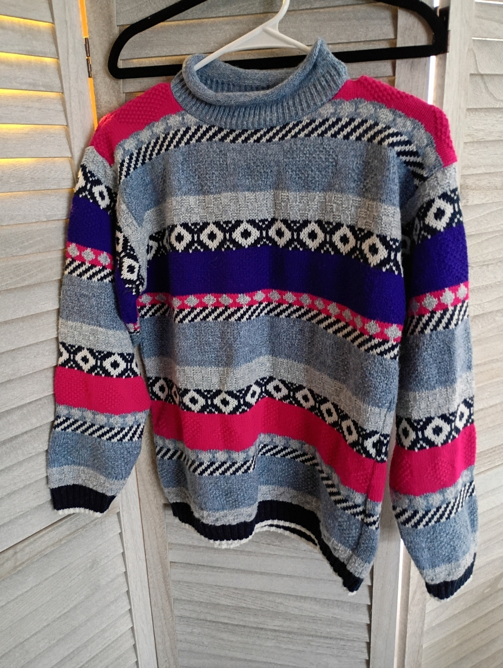 NEW MOVES '90s Size Unknown Color Block Argyle Knitted Sweater No Material Tag